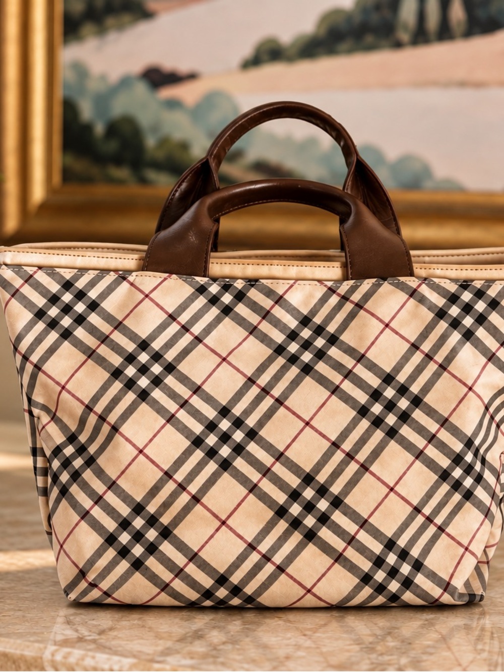 Burberry Blue Label Check Large Tote Bag